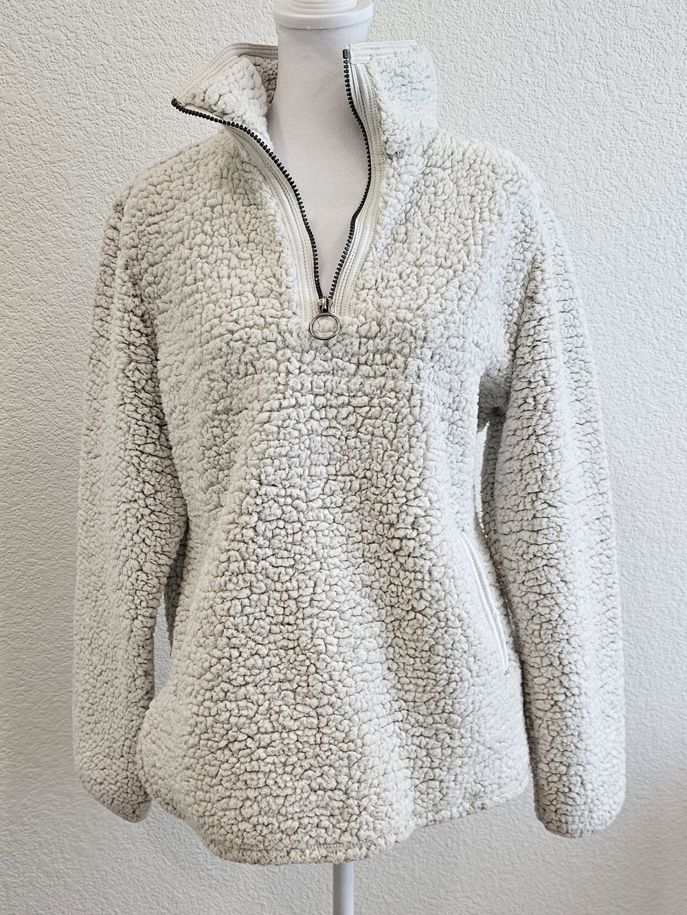 Cozy Quarter-Zip Teddy Jacket - Cream